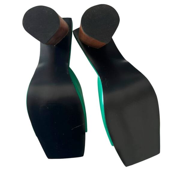 Mila Mila Women’s Leather Squared Toe Heels Green Made in Mexico MX 25.5 US 7.5 - Picture 6 of 7